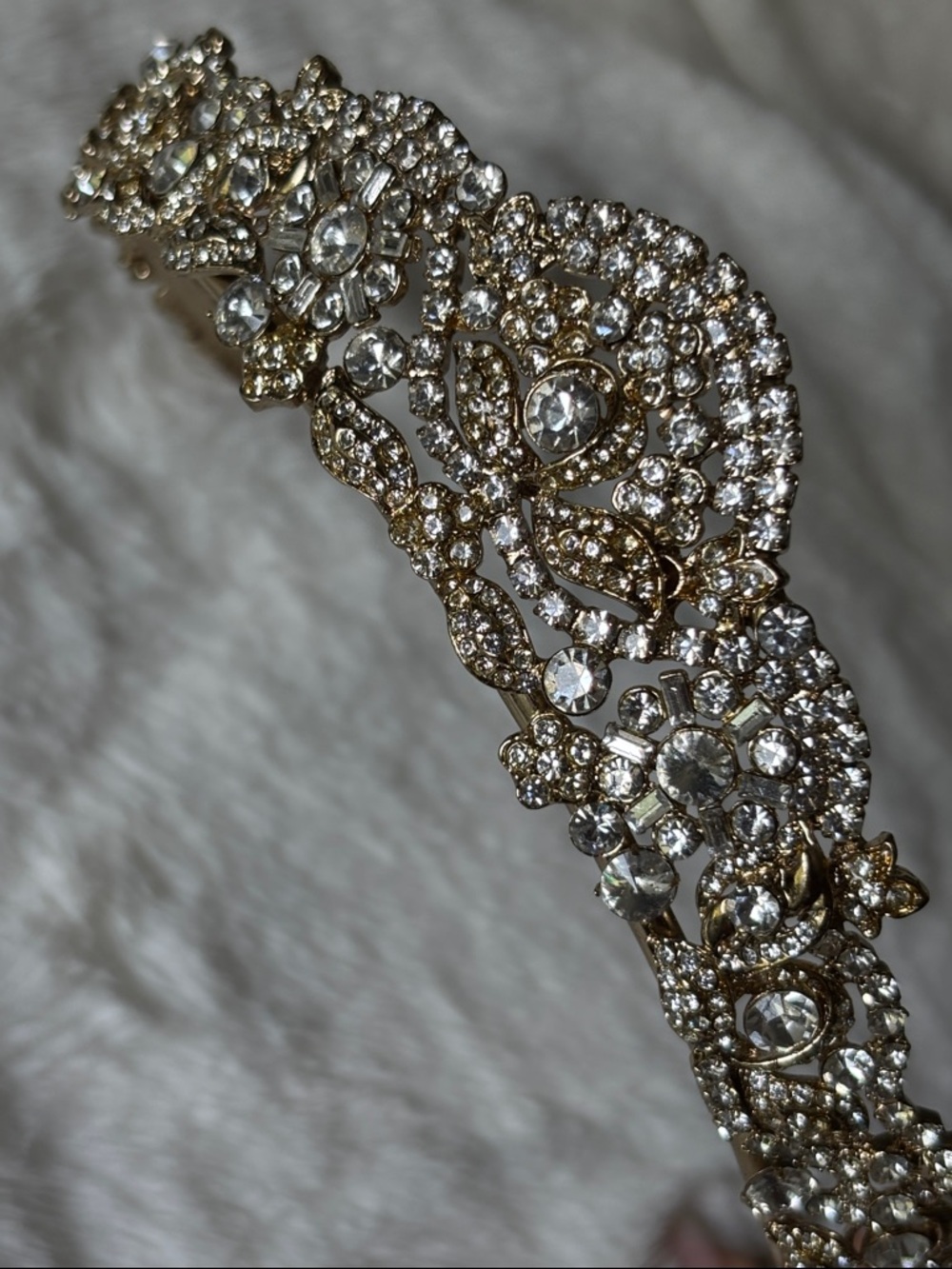 Crystal-Embellished Gold Bridal Tiara